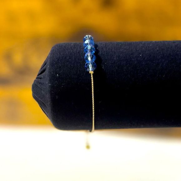 Jewelry - Gold & Blue Beaded Bracelet